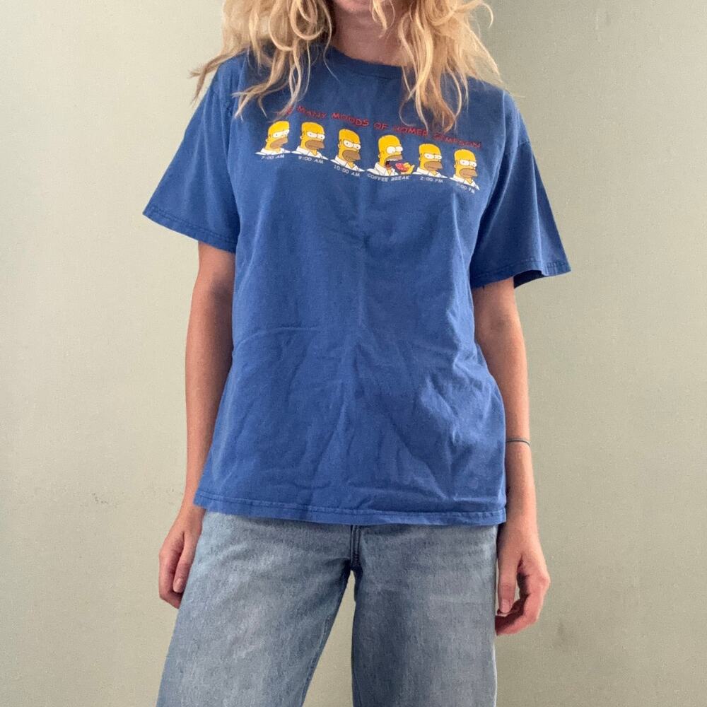 Vintage Y2k Moods Of Homer Simpson T Shirt Blue Size Large Pop Culture Nostalgia